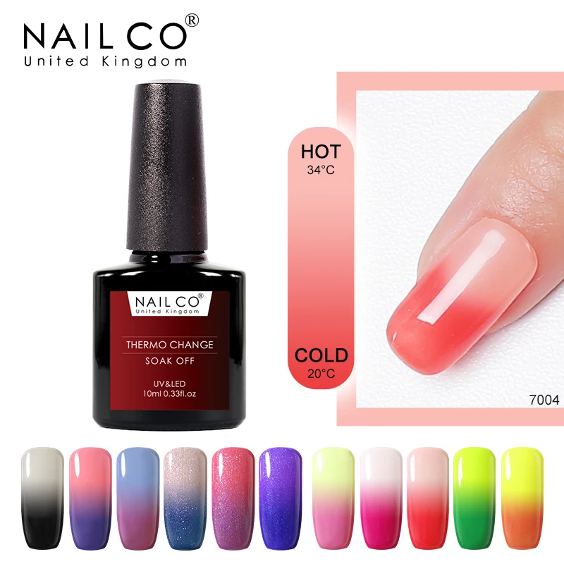 

NAILCO гель лак для ногтей 10 мл Температура изменений цвета покрытые лаком ногти искусство впитывающийся для ногтей светодиодный гель-Лаки ге...