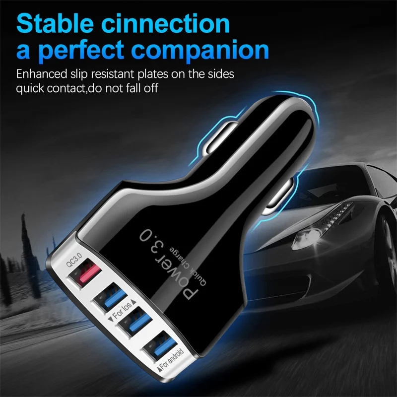 4 Ports Car Charger Quick Charge 3.0 Car USB Charger Adapter for Samsung Xiaomi MI 10 Huawei iPhone Car Mobile phone Charger 
4 Ports Car Charger Quick Charge 3.0 Car USB Charger Adapter for Samsung Xiaomi MI 10 Huawei iPhone Car Mobile phone Charger