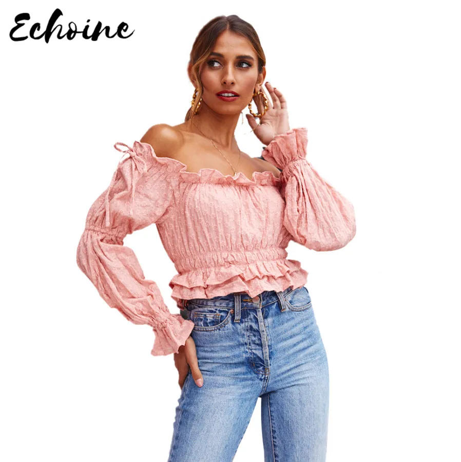 Echoine Solid Casual Embroidery Print Off Shoulder Long Sleeve Chiffon Top Sweet Fungus sleeve Ruffles Skinny Waist Blouse
Echoine Solid Casual Embroidery Print Off Shoulder Long Sleeve Chiffon Top Sweet Fungus sleeve Ruffles Skinny Waist Blouse
