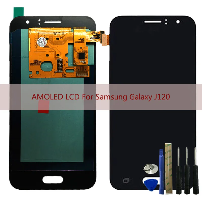 Протестированный супер AMOLED ЖК дисплей + сенсорный экран для samsung Galaxy J120 2016 J120F J120H