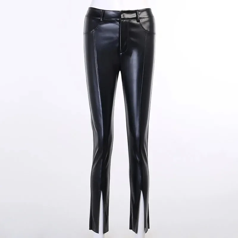 Women Faux Leather Pants New Split Flare Pants Black High Waist Skinny PU Leather Pantalones Winter 2021 Lady Capris
Women Faux Leather Pants New Split Flare Pants Black High Waist Skinny PU Leather Pantalones Winter 2021 Lady Capris