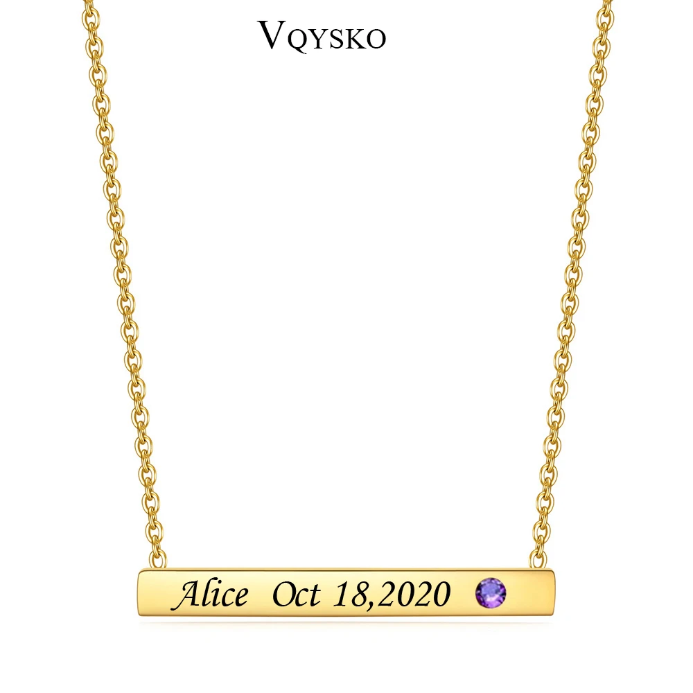 Customize CZ Crystal Birthstone ID Bar Necklace For Women Gold Plated Stainless Steel Engrave Jewelry Necklaces Gift Accessories
Customize CZ Crystal Birthstone ID Bar Necklace For Women Gold Plated Stainless Steel Engrave Jewelry Necklaces Gift Accessories
