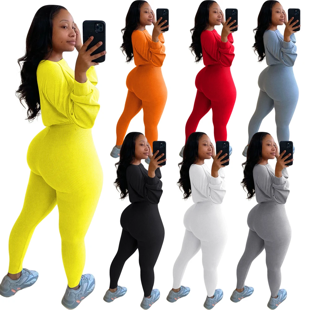 Autumn 2 Pcs Women's Long Sleeve Sportswear Solid Color Elastic Ribbed Crop Top Tight-fitting Long Pant Outfit Set
Autumn 2 Pcs Women's Long Sleeve Sportswear Solid Color Elastic Ribbed Crop Top Tight-fitting Long Pant Outfit Set
