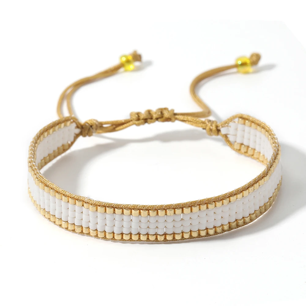 YUOKIAA Mostacilla Miyuki Seed Beads Heart Bracelet Pulseras Rhinestone Friendship Boho Adjustable Rope Femme Jewelry for Women | Украшения