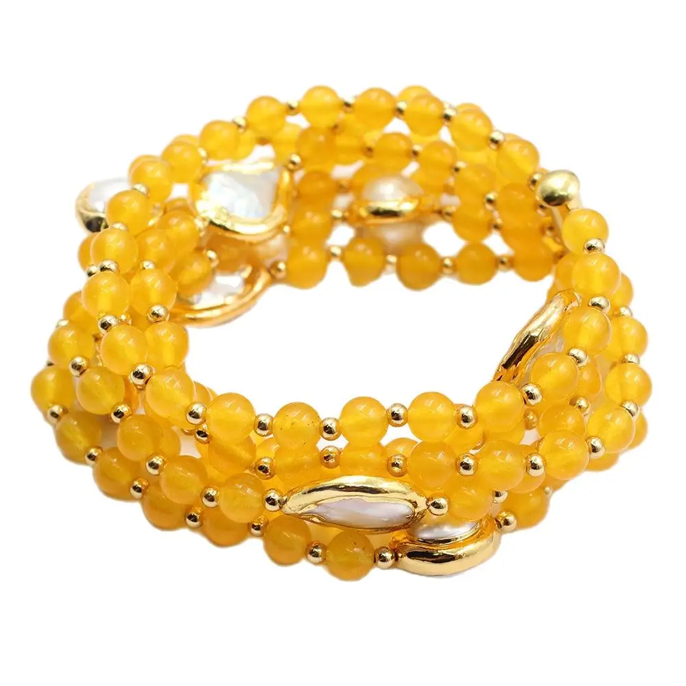 GG Jewelry 7 Strands Round Yellow Jades White Keshi Coin Pearl Gold Plated Beads Bracelet Handmade For Women Lady Jewelry
GG Jewelry 7 Strands Round Yellow Jades White Keshi Coin Pearl Gold Plated Beads Bracelet Handmade For Women Lady Jewelry