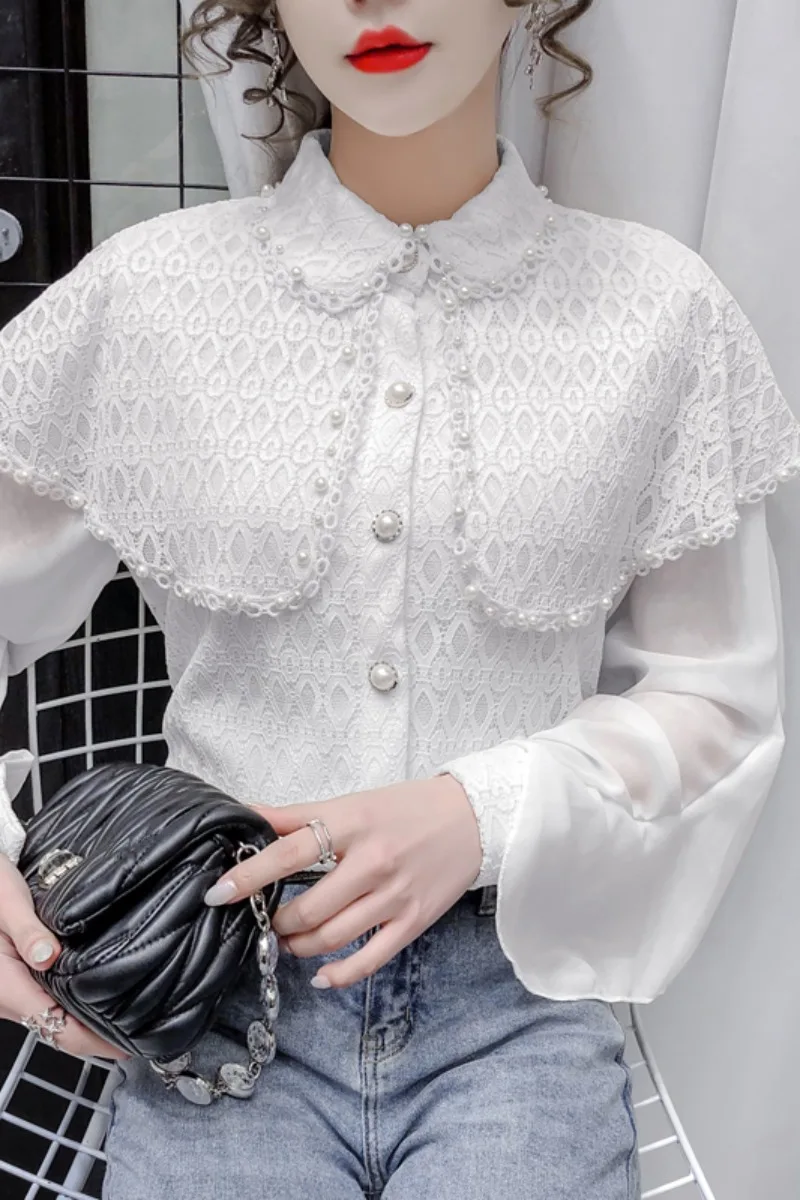 2021 Early Spring New Western Style Lace Bottoming Shirt Women's All-Match Beaded Shawl Long-Sleeved Shirt Blouse Women
2021 Early Spring New Western Style Lace Bottoming Shirt Women's All-Match Beaded Shawl Long-Sleeved Shirt Blouse Women