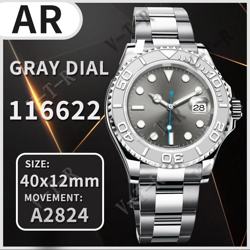 

Mechanical Watch Men's Yacht-Master 116622 ARF 1:1 Best Edition 904L Steel Gray Dial on SS Bracelet A2824/SH3135 movement01