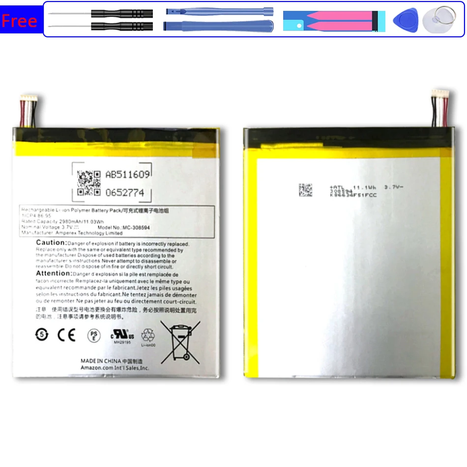 2980mah MC-308594 Battery for Amazon Kindle Fire 7 5th Gen SV98LN Batteries + Free Tools
2980mah MC-308594 Battery for Amazon Kindle Fire 7 5th Gen SV98LN Batteries + Free Tools