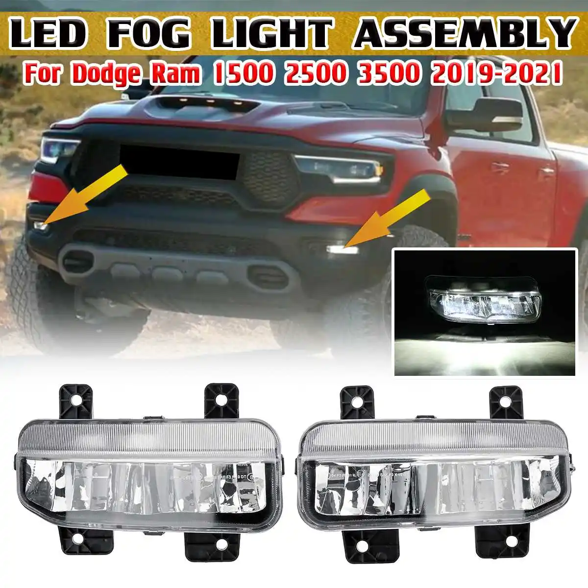 New 2x LED Car Fog Lamp Front Bumper Turn Signal Lamp Fog Lights Assembly Headlights For Dodge Ram 1500 2500 3500 DT 2019-2021
New 2x LED Car Fog Lamp Front Bumper Turn Signal Lamp Fog Lights Assembly Headlights For Dodge Ram 1500 2500 3500 DT 2019-2021