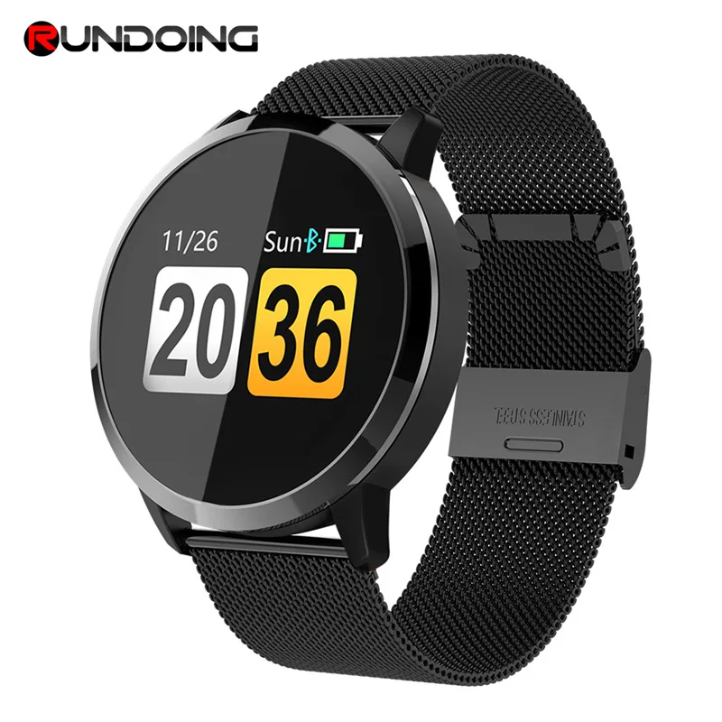 Смарт часы RUNDOING Q8 розовая версия OLED цветной экран фитнес трекер монитор сна