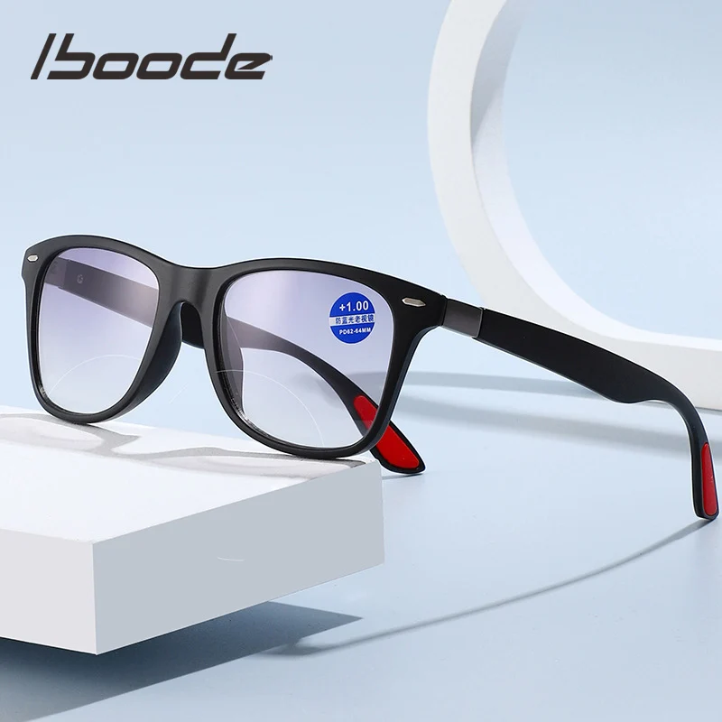 

iboode прогрессивные очки для чтения с двойным светом близорукость и дальнозоркость для женщин и мужчин оптика против синего луча пресбиопия диоптрий +1,0 до +4,0