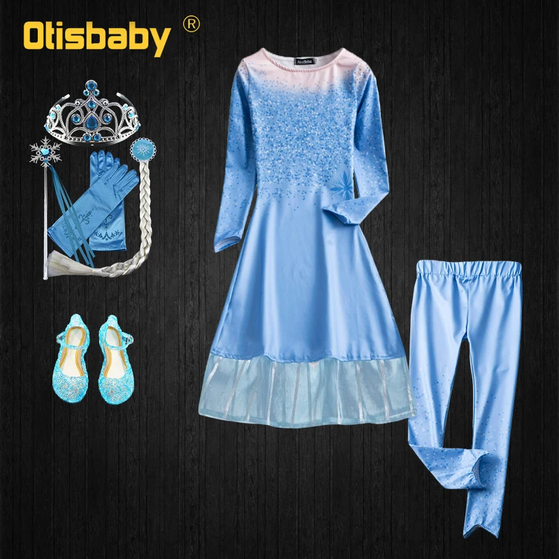 Christmas Girls Elsa Dress Up Snow Queen 2 Light Blue Long Sleeve Dress Leggings Halloween Elsa Costume Child Clothing Set
Christmas Girls Elsa Dress Up Snow Queen 2 Light Blue Long Sleeve Dress Leggings Halloween Elsa Costume Child Clothing Set