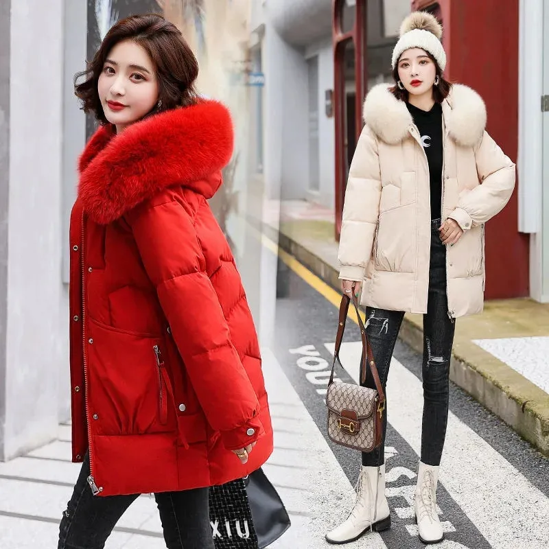 2021 New Winter Parkas Women Jacket Long Hooded Fur Collar Jacket Cotton Padded Parka Female Thick Warm Basic Coat Outwear
2021 New Winter Parkas Women Jacket Long Hooded Fur Collar Jacket Cotton Padded Parka Female Thick Warm Basic Coat Outwear
