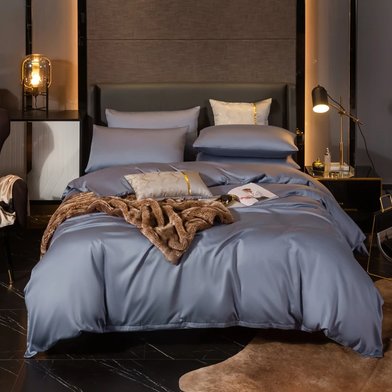 Breathable Soft Egyptian Cotton Duvet Cover Flat/Fitted Bed Sheet Set Gray Blue King Queen Size 4 Bedding Pcs With Set Zipper
Breathable Soft Egyptian Cotton Duvet Cover Flat/Fitted Bed Sheet Set Gray Blue King Queen Size 4 Bedding Pcs With Set Zipper