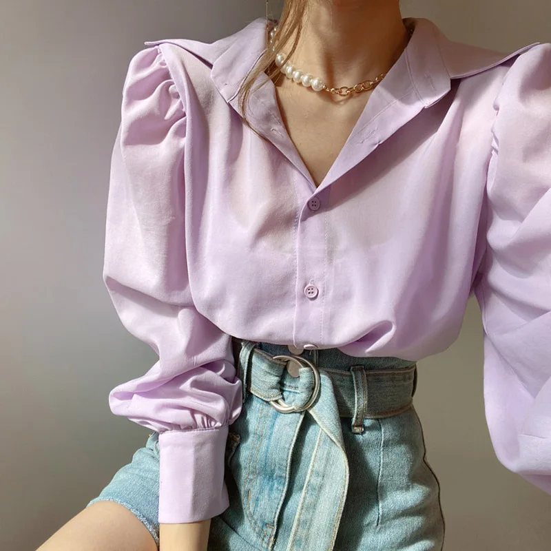 2021 Spring Summer Fashion Blouse Solid Puff Sleeve Tops Female Ol Long Sleeve Blusa Casual Button Down Lapel Shirt Oversize
2021 Spring Summer Fashion Blouse Solid Puff Sleeve Tops Female Ol Long Sleeve Blusa Casual Button Down Lapel Shirt Oversize