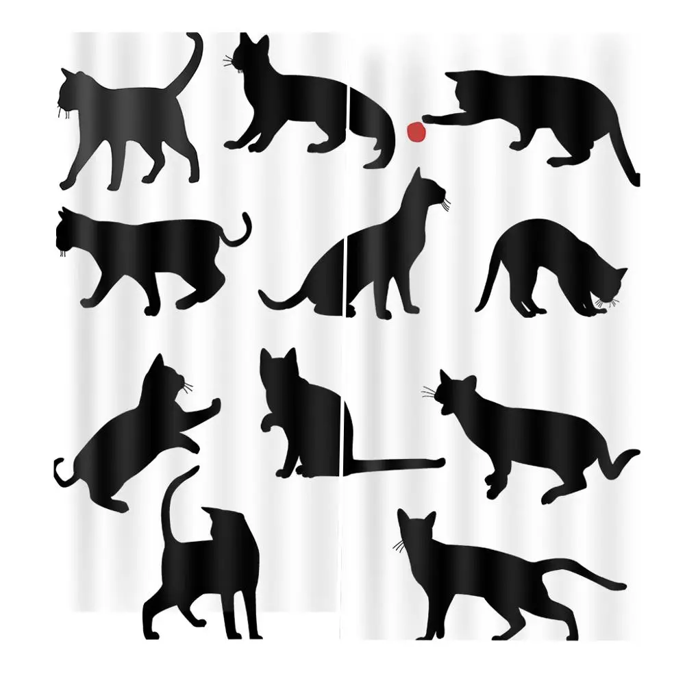 Lovely Black Cat Play Ball Polyester Fabric Curtain 2 Panels with Hooks For Living room bedroom Blackout Drapes Custom Decor
Lovely Black Cat Play Ball Polyester Fabric Curtain 2 Panels with Hooks For Living room bedroom Blackout Drapes Custom Decor