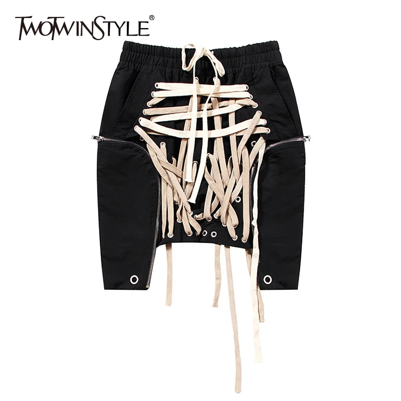 TWOTWINSTYLE Sexy Bandage Women Skirt High Waist Patchwork Hit Color Asymmetrical Short Mini Skirts Female Fashion Clothes New
TWOTWINSTYLE Sexy Bandage Women Skirt High Waist Patchwork Hit Color Asymmetrical Short Mini Skirts Female Fashion Clothes New