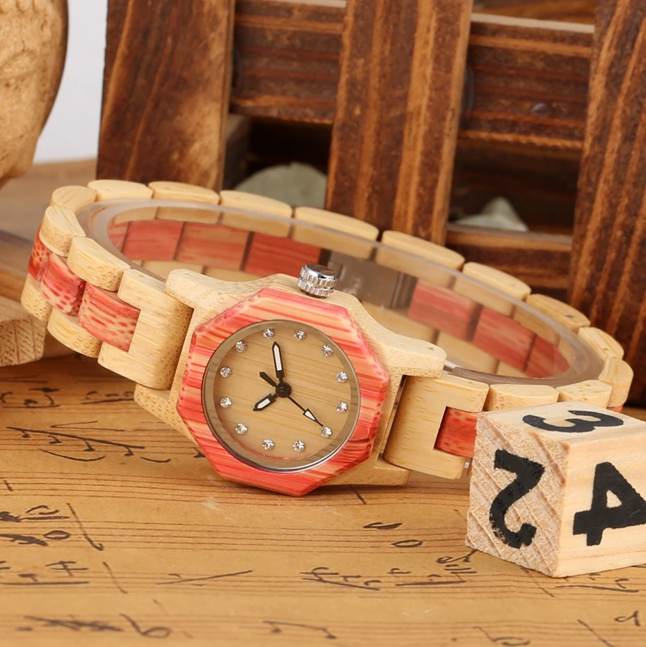 Vogue Octagonal Shape Wooden Watch Women's Crystal Diamond Dial Quartz Wristwatch Bamboo Wood Bracelet Hour Clock for Lady Girls
Vogue Octagonal Shape Wooden Watch Women's Crystal Diamond Dial Quartz Wristwatch Bamboo Wood Bracelet Hour Clock for Lady Girls