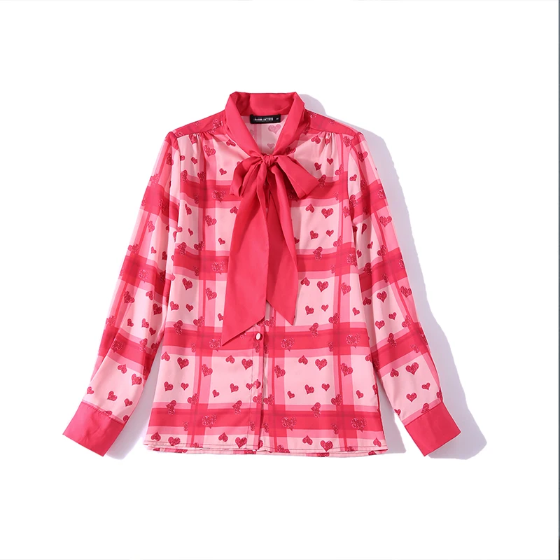 High quality Women's Tops Blusa New Heart Printed Bow Neck Lady's Shirts Spring Summer Blouse Plus Size 3XL plaid Women Blouses
High quality Women's Tops Blusa New Heart Printed Bow Neck Lady's Shirts Spring Summer Blouse Plus Size 3XL plaid Women Blouses