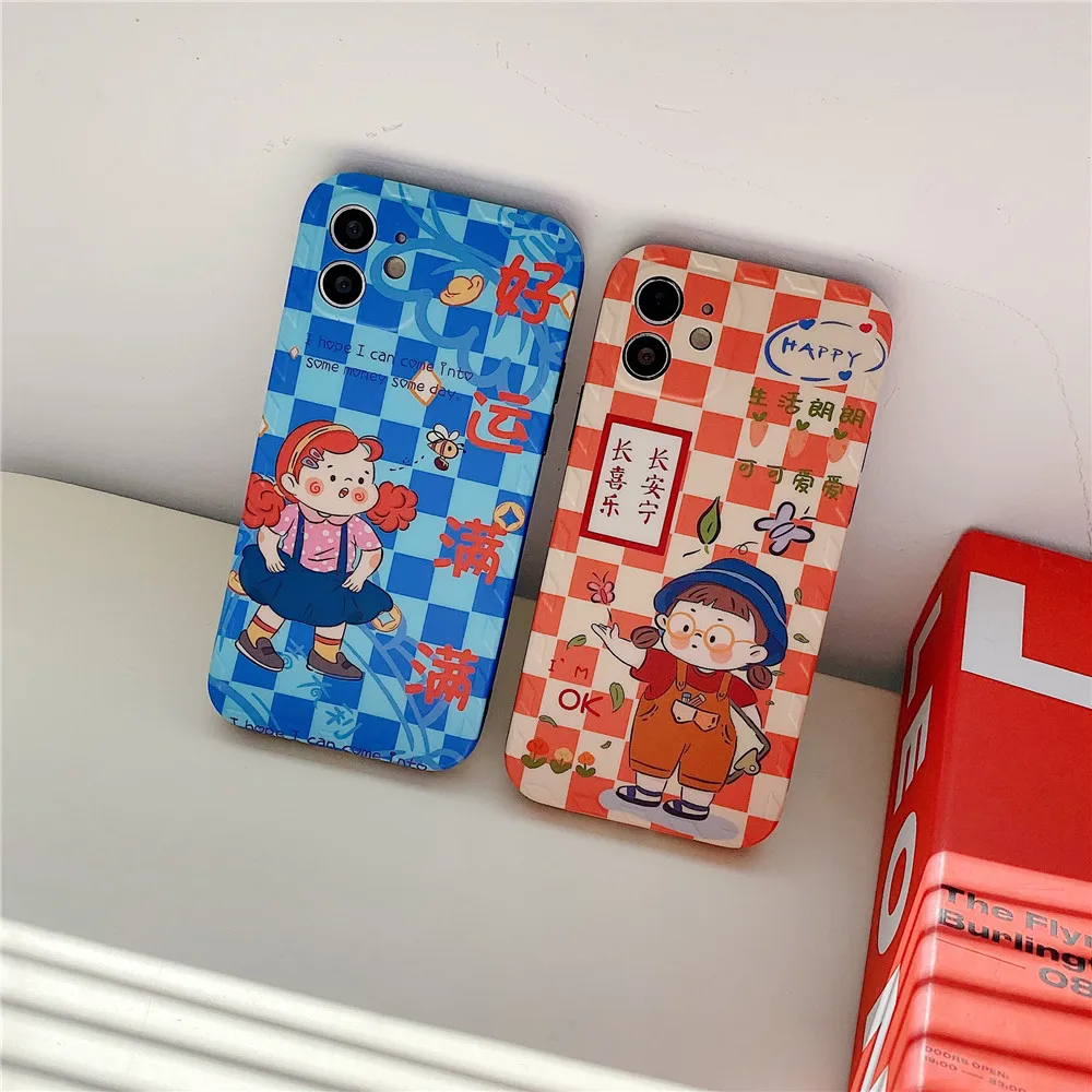 Cartoon Cute Girl Lattice Anti Fall Phone Case For iPhone 13 12 11 PRO MAX XS X XR Silicone Soft Frame IMD Cover Shell
Cartoon Cute Girl Lattice Anti Fall Phone Case For iPhone 13 12 11 PRO MAX XS X XR Silicone Soft Frame IMD Cover Shell