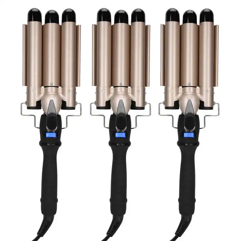 Nylon Heat-proof Head Fixed Handle Tourmaline Ceramic 3 Barrel Curling Iron Wand Hair Waver Curler Create "S" Wavy Style Tools
Nylon Heat-proof Head Fixed Handle Tourmaline Ceramic 3 Barrel Curling Iron Wand Hair Waver Curler Create "S" Wavy Style Tools