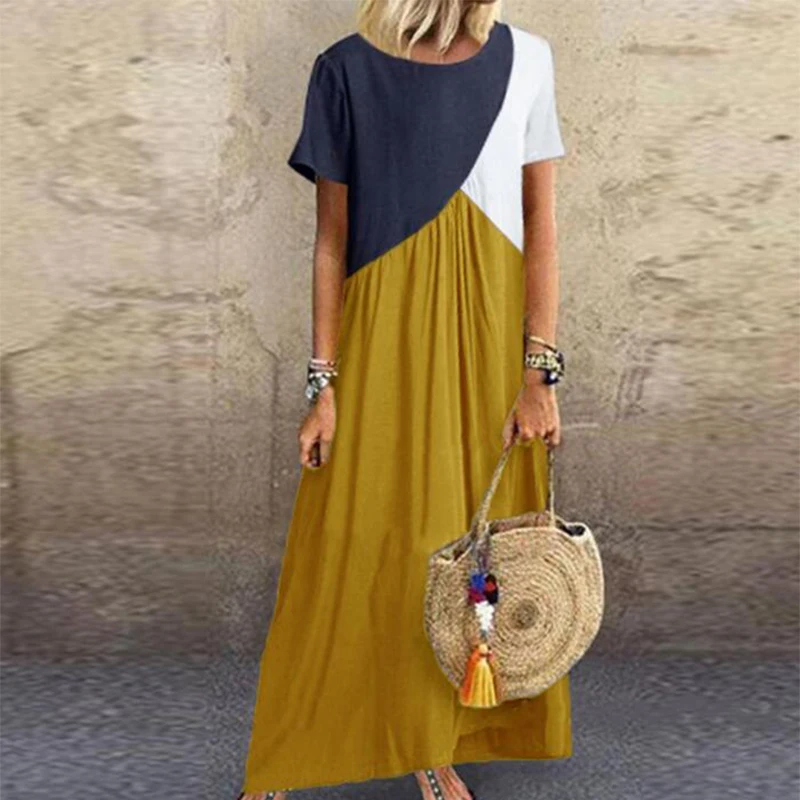 2020 Women Dresses Long maxi dresses for women vestidos casual dress Beach Patchwork Color Loose Casual Plus Size Dress
2020 Women Dresses Long maxi dresses for women vestidos casual dress Beach Patchwork Color Loose Casual Plus Size Dress