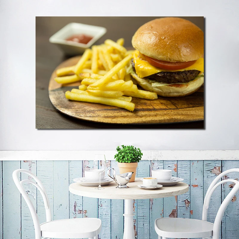 French Fries Beef Burger Fast Food Canvas Posters Prints Wall Art Painting Oil Decorative Picture Modern Kitchen Home Decoration
French Fries Beef Burger Fast Food Canvas Posters Prints Wall Art Painting Oil Decorative Picture Modern Kitchen Home Decoration