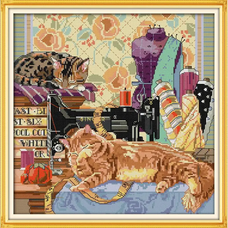 The cat and sewing machine DIY hand embroidery chinese cross stitch kits patterns printed canvas needlework set DMC14ct animal
The cat and sewing machine DIY hand embroidery chinese cross stitch kits patterns printed canvas needlework set DMC14ct animal