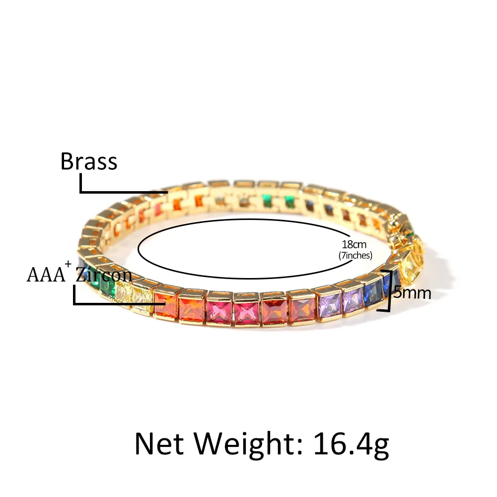 European and American simple hip-hop bracelet star same style copper inlaid colorful square zircon trendy bracelet tennis chain
European and American simple hip-hop bracelet star same style copper inlaid colorful square zircon trendy bracelet tennis chain