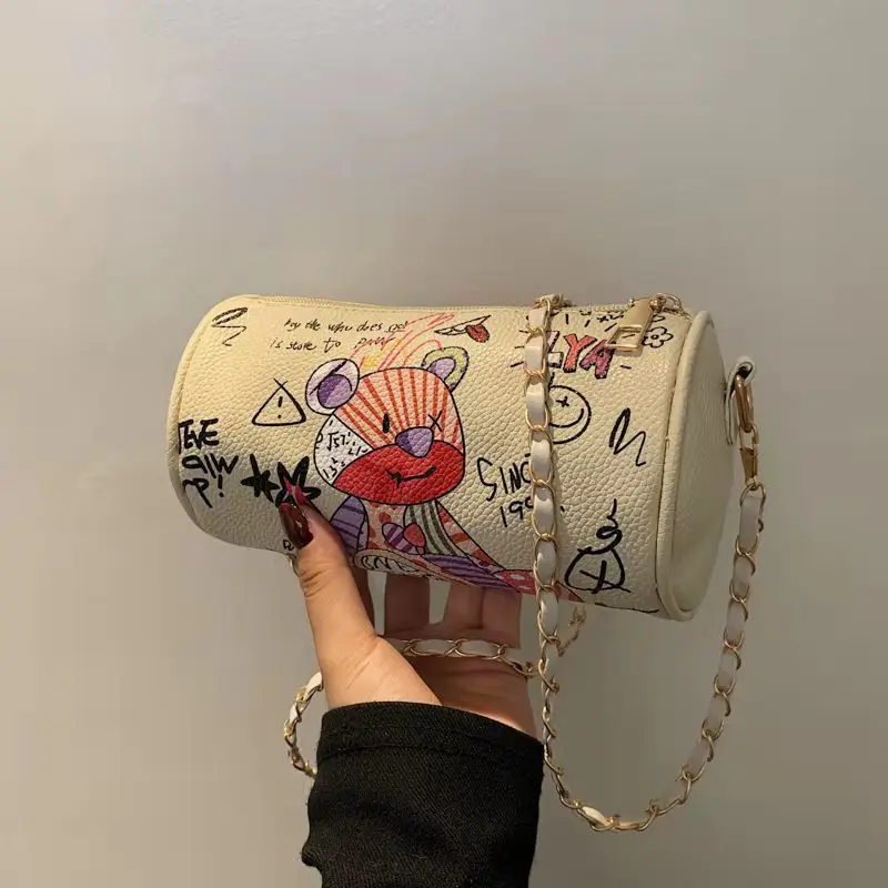 Barrel-Shaped Shoulder Bags For Women Artistic Cartoon Graffiti Mini Special 2021 Autumn Designer All-Match Cross-Body Bags
Barrel-Shaped Shoulder Bags For Women Artistic Cartoon Graffiti Mini Special 2021 Autumn Designer All-Match Cross-Body Bags