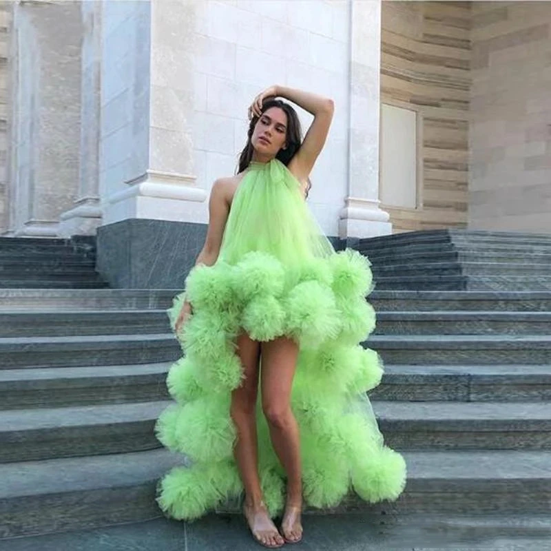 Women's Long Tulle Prom Party Dress Halter Sleeveless Homecoming Gown Tiered Ruffles High Low Cocktail Robe for Female
Women's Long Tulle Prom Party Dress Halter Sleeveless Homecoming Gown Tiered Ruffles High Low Cocktail Robe for Female