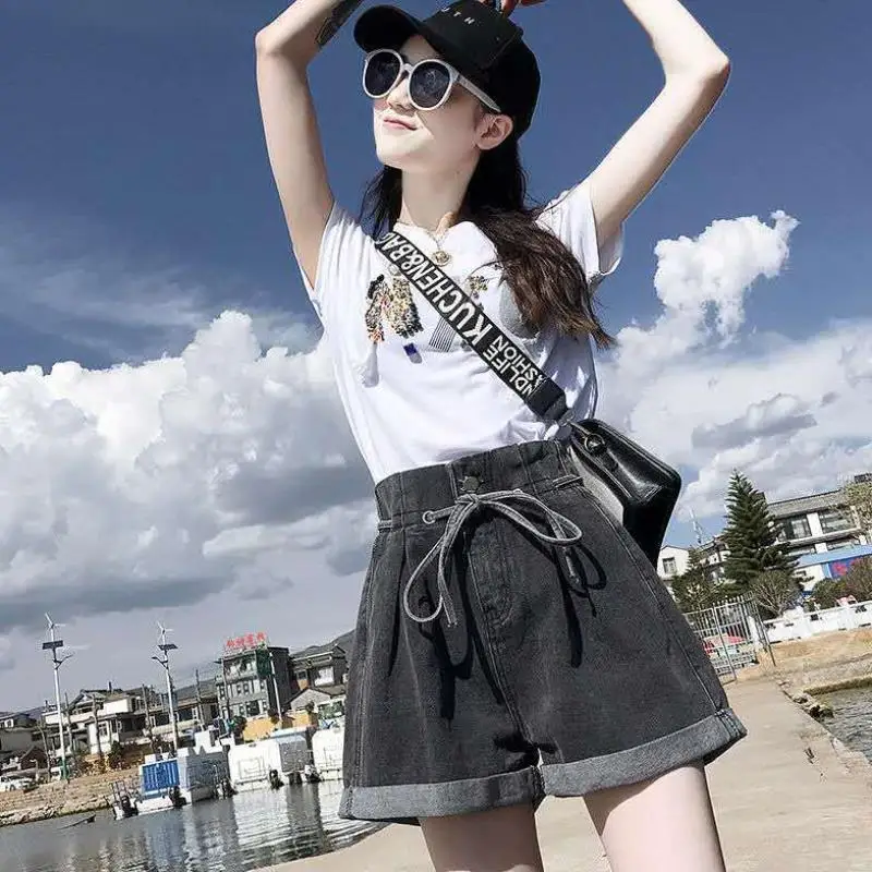 Denim Shorts Women Roll-up Hem High Waist Solid Simple Chic Summer Short Womens Korean Style Vintage Harajuku All-match Ulzzang
Denim Shorts Women Roll-up Hem High Waist Solid Simple Chic Summer Short Womens Korean Style Vintage Harajuku All-match Ulzzang
