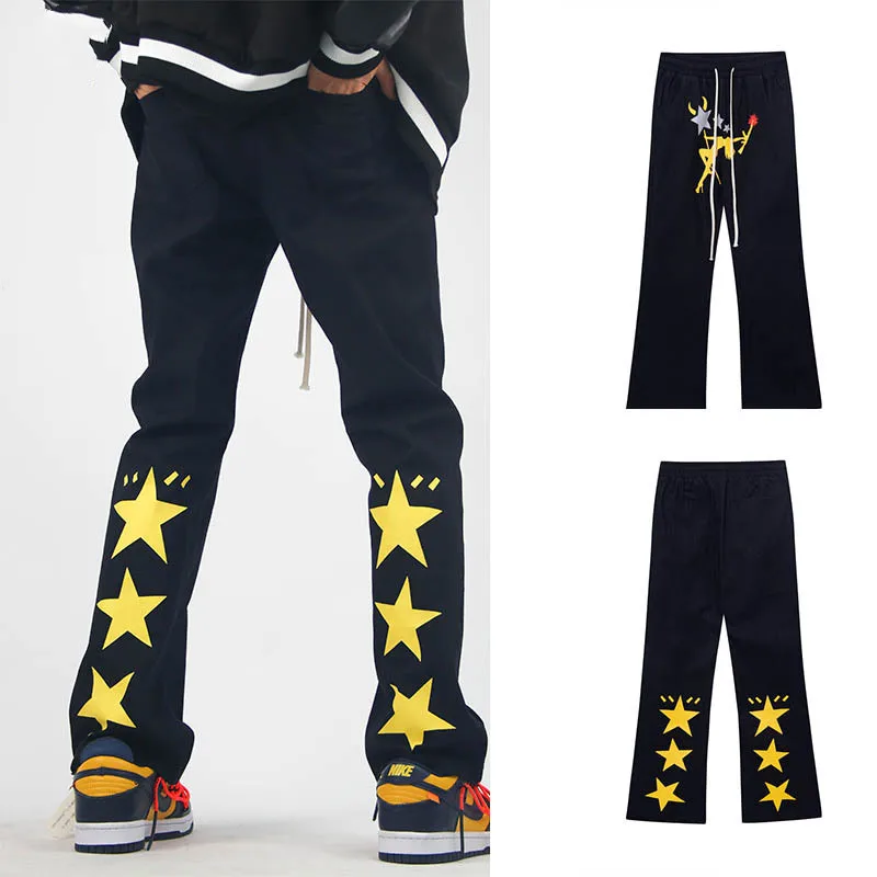 2021 high street yellow star print trousers vibe style on the back, slim, long legs, hip hop personality trend long casual pants
2021 high street yellow star print trousers vibe style on the back, slim, long legs, hip hop personality trend long casual pants