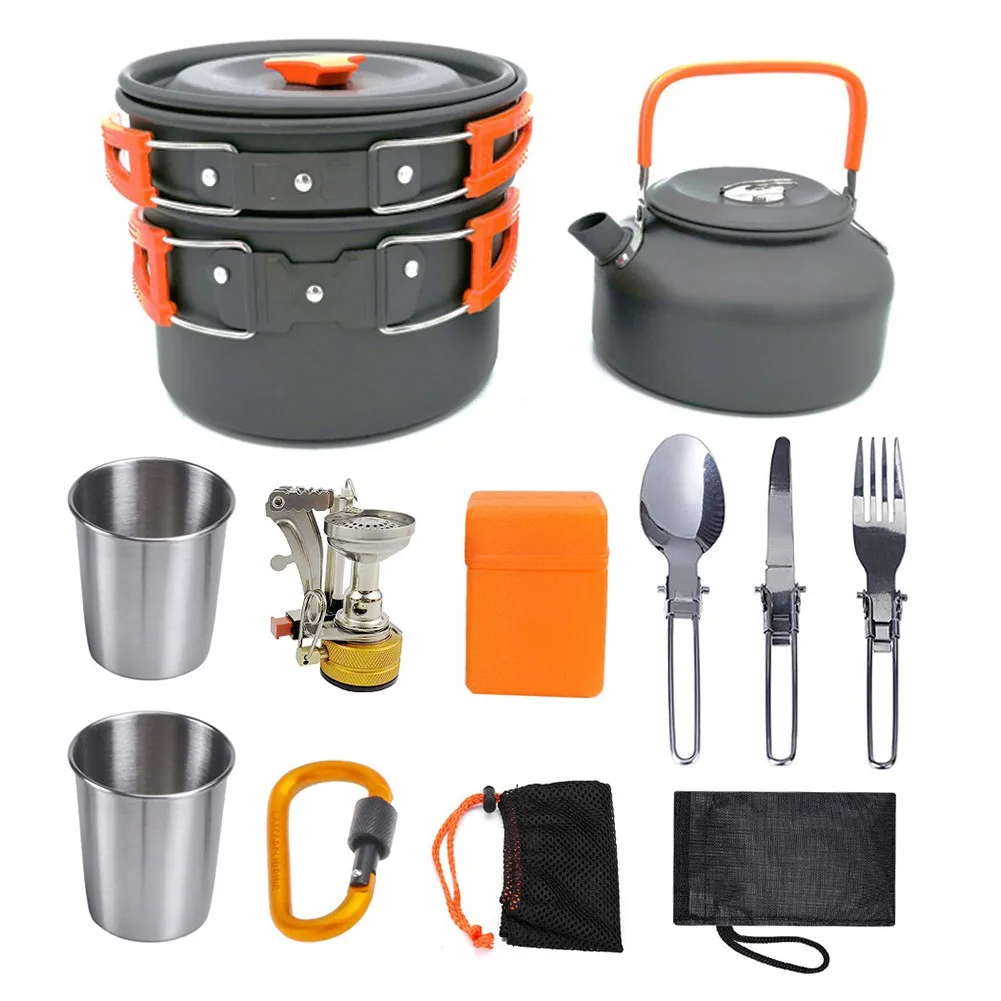 Cooking Fry Pan Kettle Water Cups Fork Spoon Cutting Board Portable Outdoor Camping Cookware Kit Picnic Hiking Cooking Equipment
Cooking Fry Pan Kettle Water Cups Fork Spoon Cutting Board Portable Outdoor Camping Cookware Kit Picnic Hiking Cooking Equipment