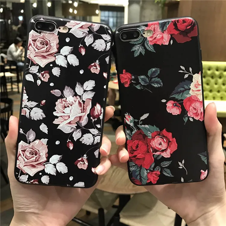 Силиконовый чехол для iPhone 7 6 6s 5 plus с розовыми и белыми цветами|case for iphone|phone cases5s case |