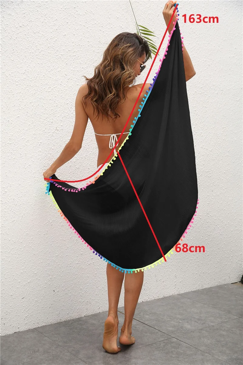 Sexy Tassel Bikini Cover Up Wrap Skirt Women Solid Pareo Beach Sarong Beachwear Colorful-ball Cover-ups Swimsuit Woman 2021 NEW
Sexy Tassel Bikini Cover Up Wrap Skirt Women Solid Pareo Beach Sarong Beachwear Colorful-ball Cover-ups Swimsuit Woman 2021 NEW