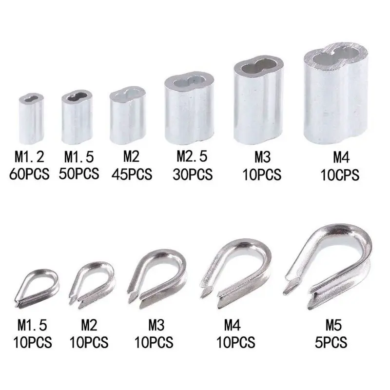 250Pcs 304 Stainless Steel Wire Rope Cable Thimbles Combo and Aluminum Loop A6HD
250Pcs 304 Stainless Steel Wire Rope Cable Thimbles Combo and Aluminum Loop A6HD