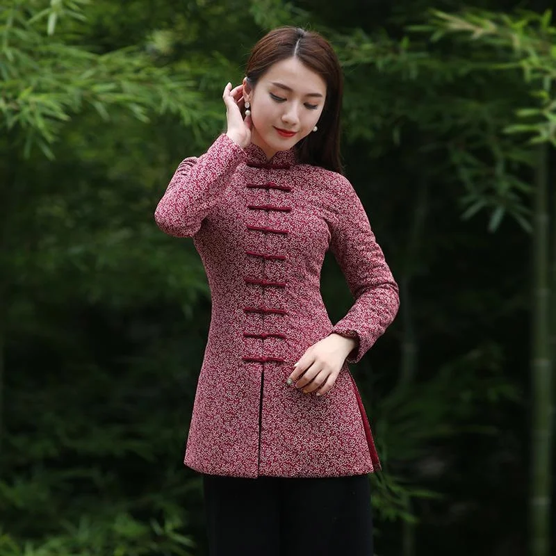 Red Chinese New Year Clothes Ethnic Style Jacket Tang Suit Thicken Hanfu Women Stand Collar Slim Long Sleeve Traditional Coat
Red Chinese New Year Clothes Ethnic Style Jacket Tang Suit Thicken Hanfu Women Stand Collar Slim Long Sleeve Traditional Coat