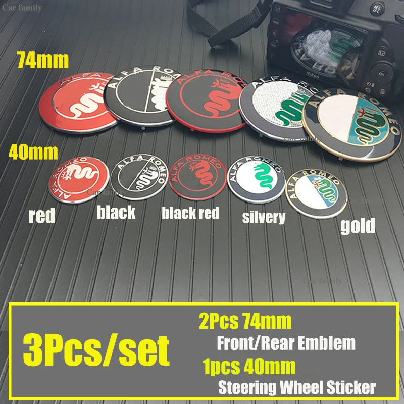 3pcs/set Car Accessorie Front/rear Emblem Covers Sticker 74mm 40mm Steering Wheel Decal Label For Alfa Romeo 147 156 159 166
3pcs/set Car Accessorie Front/rear Emblem Covers Sticker 74mm 40mm Steering Wheel Decal Label For Alfa Romeo 147 156 159 166