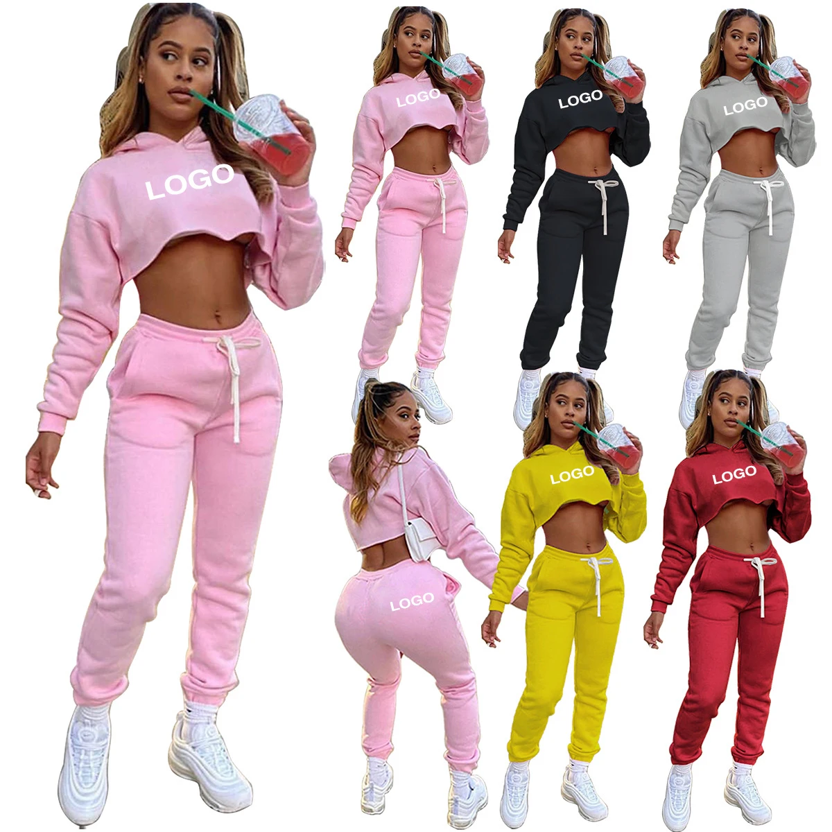 New Custom LOGO Women Tracksuit Hoodies Sweatshirt Pants Sets Casual Sport Wear Suit Crop top Sweat Shirts sweatpants
New Custom LOGO Women Tracksuit Hoodies Sweatshirt Pants Sets Casual Sport Wear Suit Crop top Sweat Shirts sweatpants
