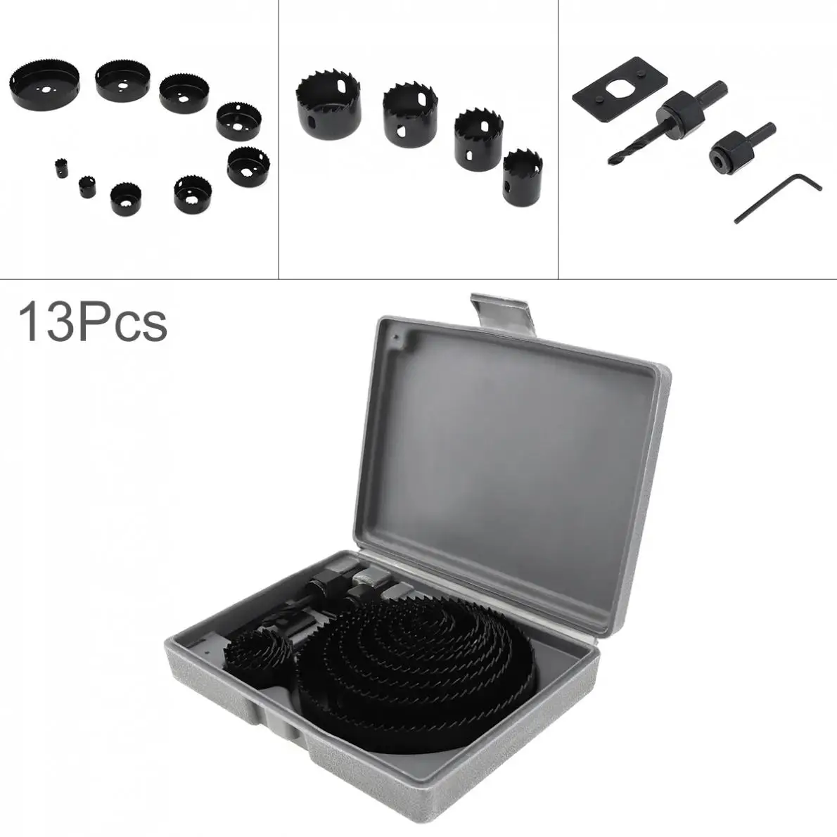 13pcs/lot 19-127mm Hole Saw Bit Cutting Set Kit Drilling Tool Round Case Drill Bits for Gypsum Board / PVC Board
13pcs/lot 19-127mm Hole Saw Bit Cutting Set Kit Drilling Tool Round Case Drill Bits for Gypsum Board / PVC Board