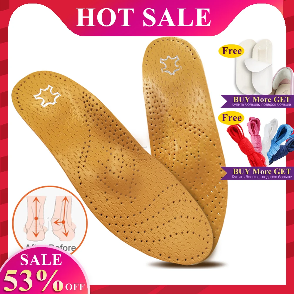 

EID High quality Leather orthotic insole for Flat Feet Arch Support orthopedic shoes sole Insoles for feet men and women OX Leg