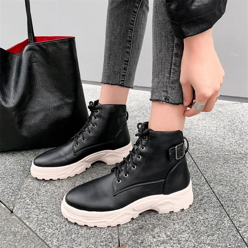 Meotina Winter Ankle Boots Women Boots Lace Up Flat Platform Short Boots PU Leather Round Toe Shoes Ladies Autumn Plus Size 3-12
Meotina Winter Ankle Boots Women Boots Lace Up Flat Platform Short Boots PU Leather Round Toe Shoes Ladies Autumn Plus Size 3-12