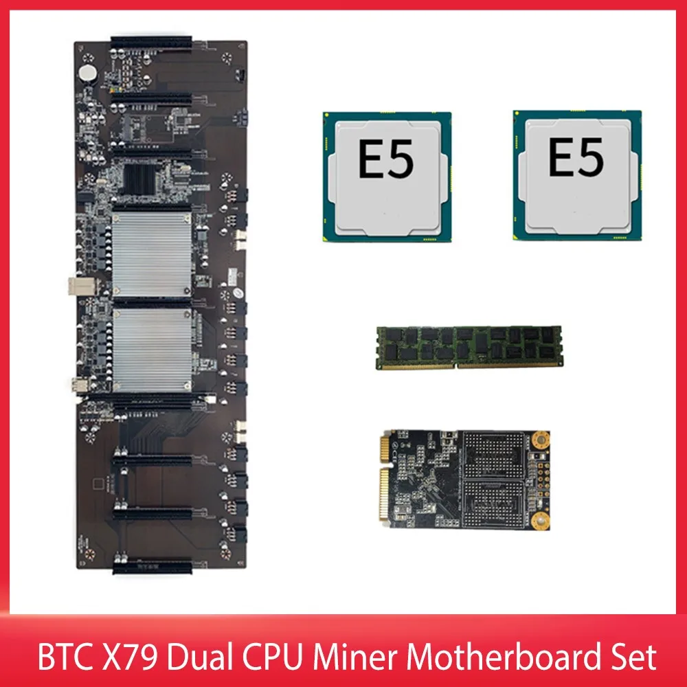 BTC X79 Dual CPU Miner Motherboard DDR3 8 PCI-E X16 with E5-2620 CPU RECC 8G DDR3 Memory 120G MSATA SSD For Support 3060 GPU
BTC X79 Dual CPU Miner Motherboard DDR3 8 PCI-E X16 with E5-2620 CPU RECC 8G DDR3 Memory 120G MSATA SSD For Support 3060 GPU
