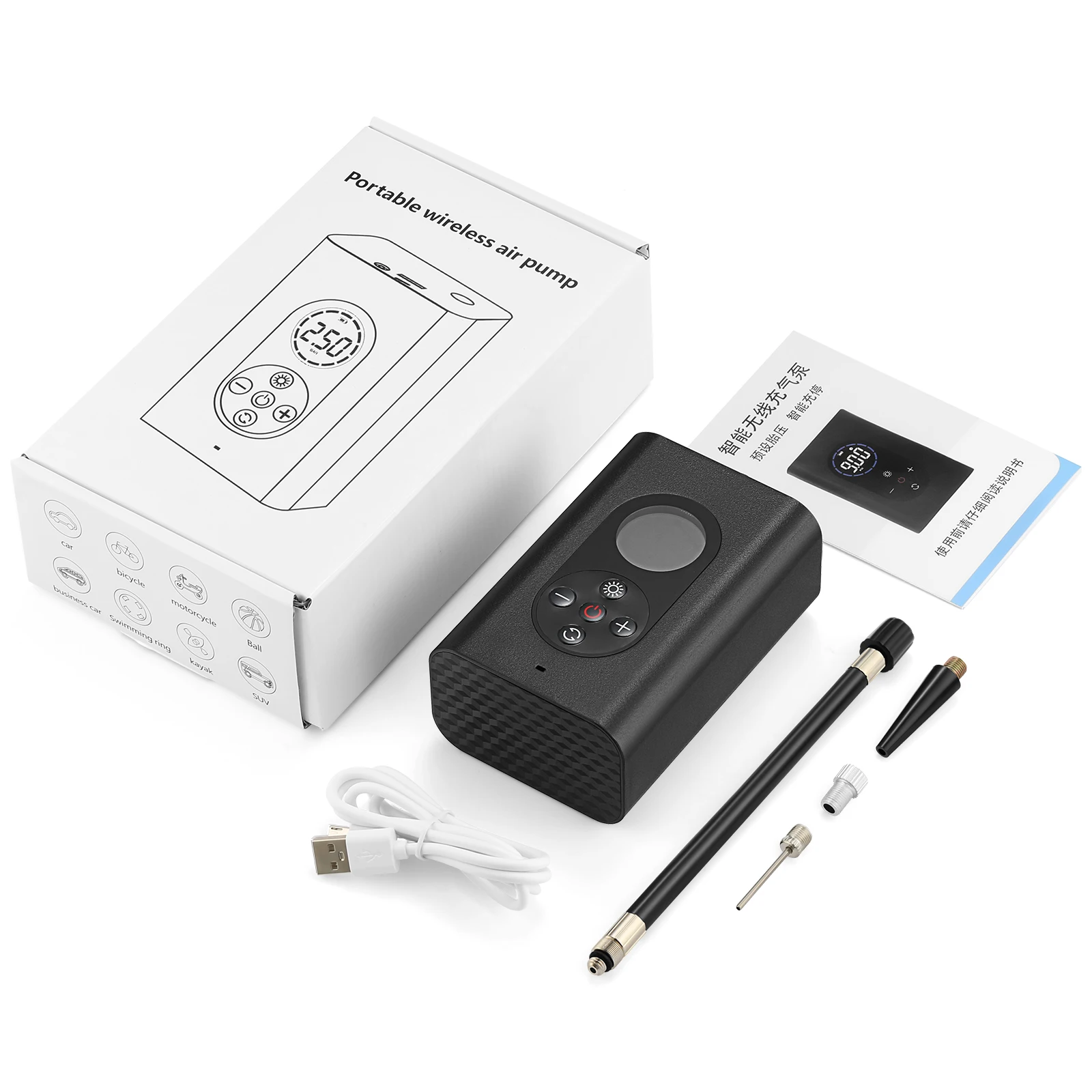 M8 Digital Air Pump with USB Port Car Bike Tire Inflator for Presta American Valves Portable Air Compressor for Inflatable
M8 Digital Air Pump with USB Port Car Bike Tire Inflator for Presta American Valves Portable Air Compressor for Inflatable