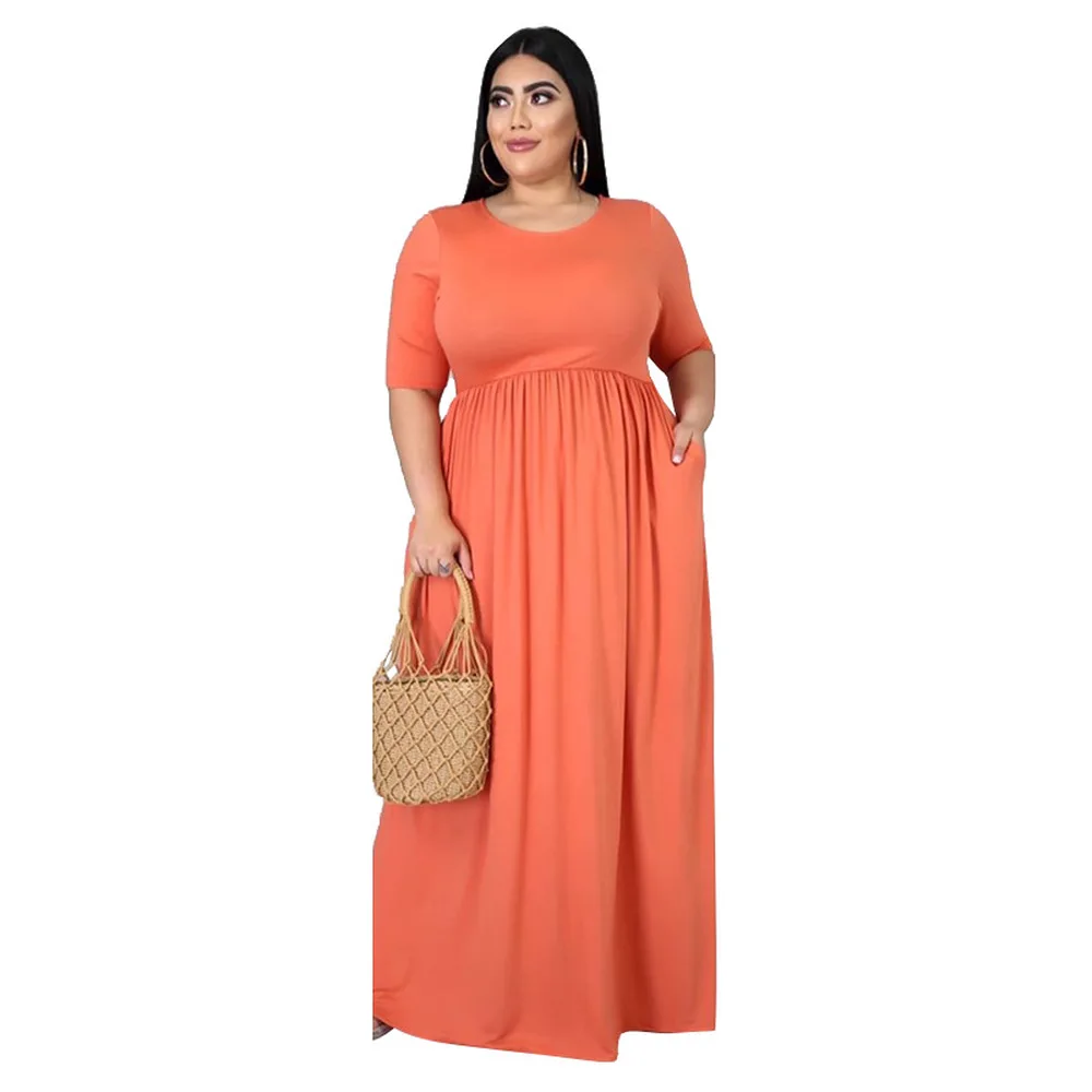 Casual Solid Color Fit and Flare O Neck Short Sleeve T Shirt Pleated Floor Length Bottom Women Summer Streetwear XL-5XL Big Size
Casual Solid Color Fit and Flare O Neck Short Sleeve T Shirt Pleated Floor Length Bottom Women Summer Streetwear XL-5XL Big Size