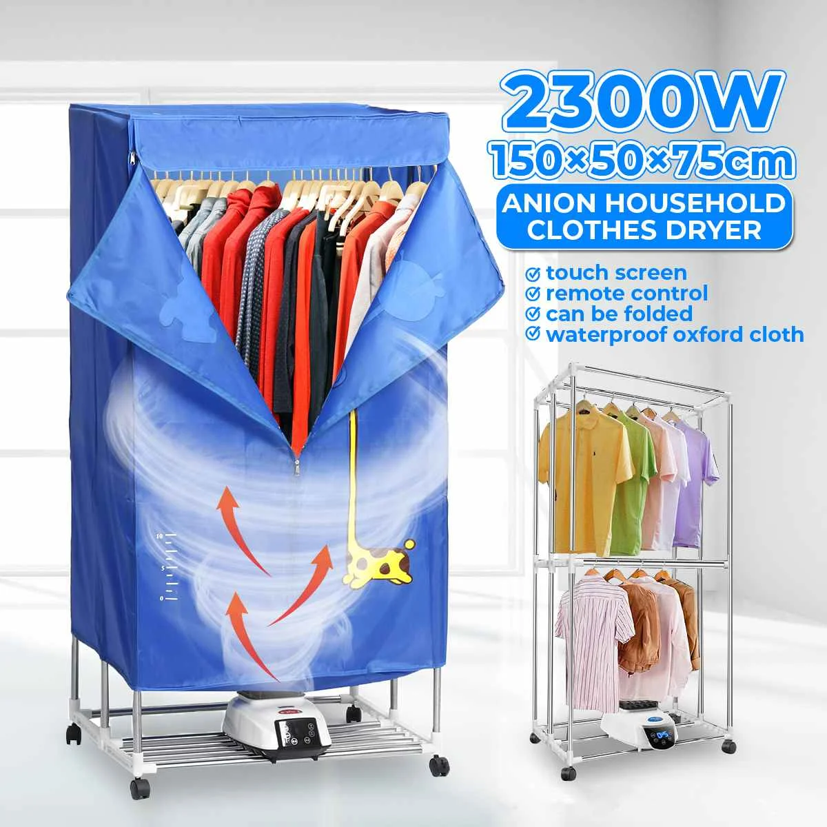 NEW 2300W Electric Cloth Dryer With Wheel Remote Household Portable Baby Cloth Shoes Boots Dryer Power Motor Drying Warm Laundry
NEW 2300W Electric Cloth Dryer With Wheel Remote Household Portable Baby Cloth Shoes Boots Dryer Power Motor Drying Warm Laundry