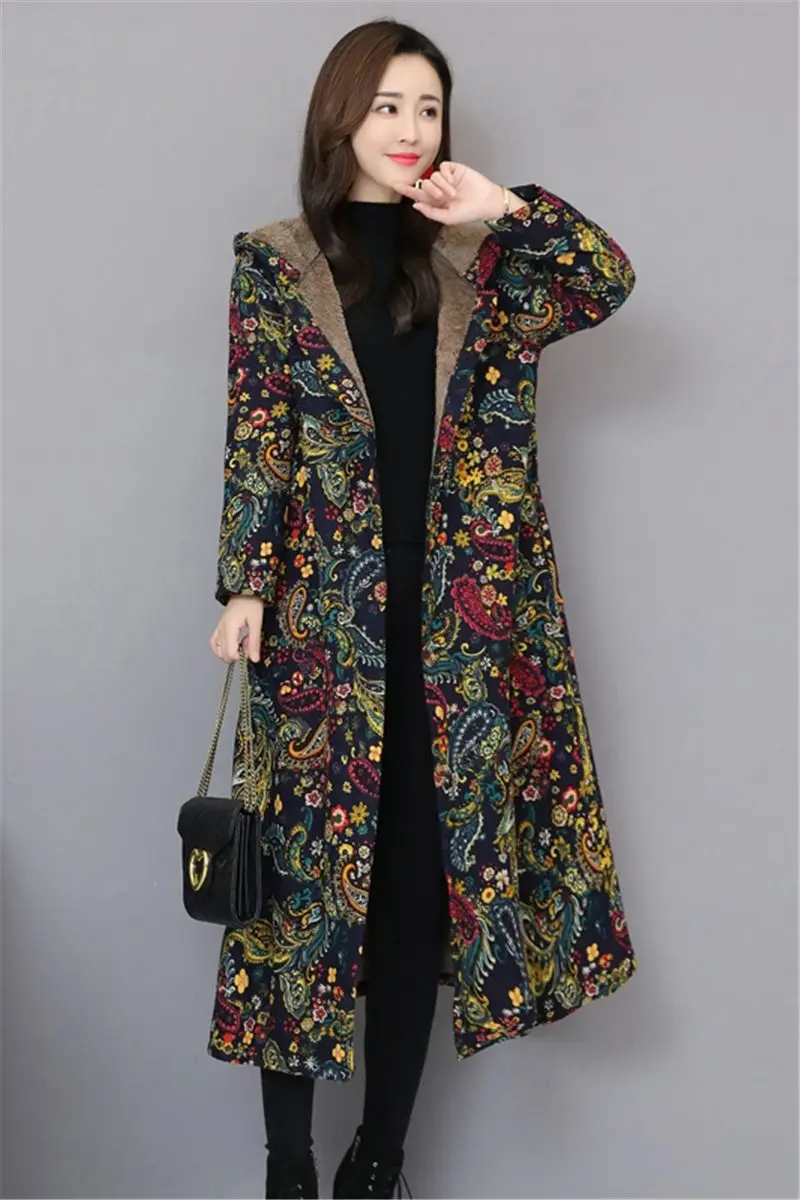 Ethnic Style Large Size Thick Cotton And Linen Windbreaker Women's Autumn Winter Retro Print Long Furry Liner Parka Mujer Y1597
Ethnic Style Large Size Thick Cotton And Linen Windbreaker Women's Autumn Winter Retro Print Long Furry Liner Parka Mujer Y1597
