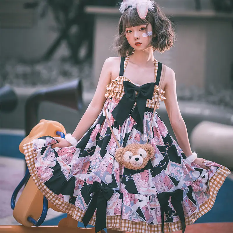 Japanese Kawaii Lolita Heartbeat Memories Print Jsk Sling Bowknot Lolita Sweet Ruffles Plaid Tea Party Dress
Japanese Kawaii Lolita Heartbeat Memories Print Jsk Sling Bowknot Lolita Sweet Ruffles Plaid Tea Party Dress
