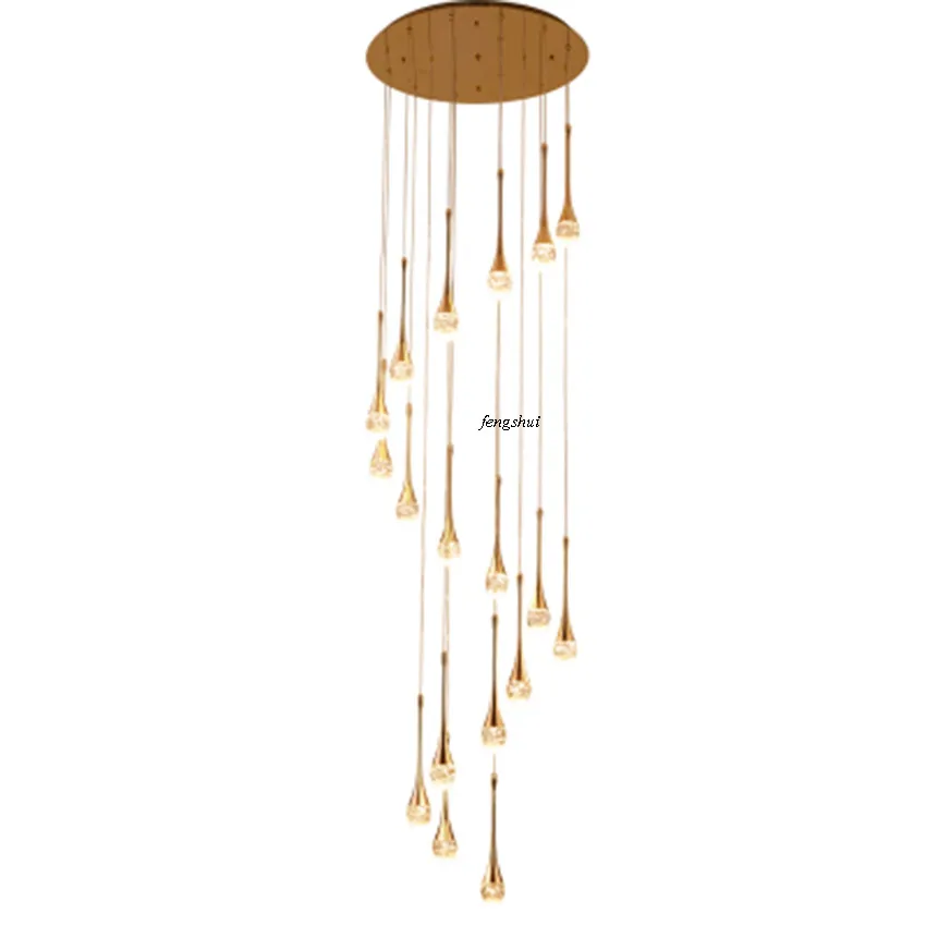 Nordic Light Luxury LED Crystal Chandeliers Water Drop Hanging Lamp Creative Duplex Spiral Staircase Lights Living Room Fixtures
Nordic Light Luxury LED Crystal Chandeliers Water Drop Hanging Lamp Creative Duplex Spiral Staircase Lights Living Room Fixtures